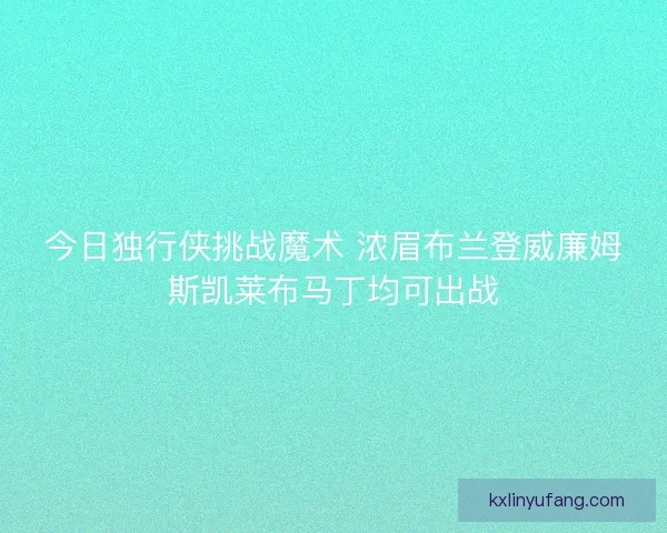今日独行侠挑战魔术 浓眉布兰登威廉姆斯凯莱布马丁均可出战