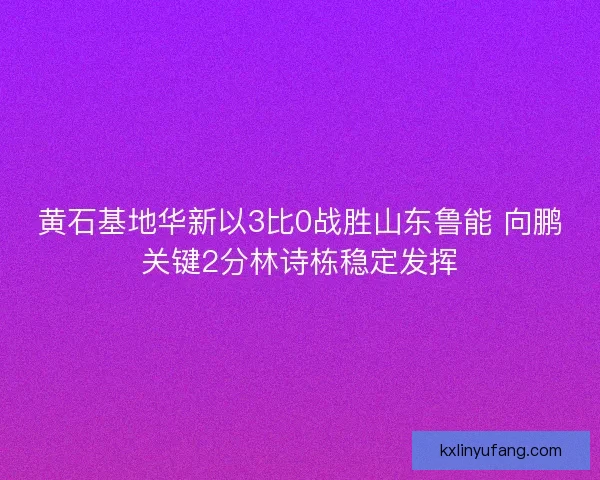 黄石基地华新以3比0战胜山东鲁能 向鹏关键2分林诗栋稳定发挥