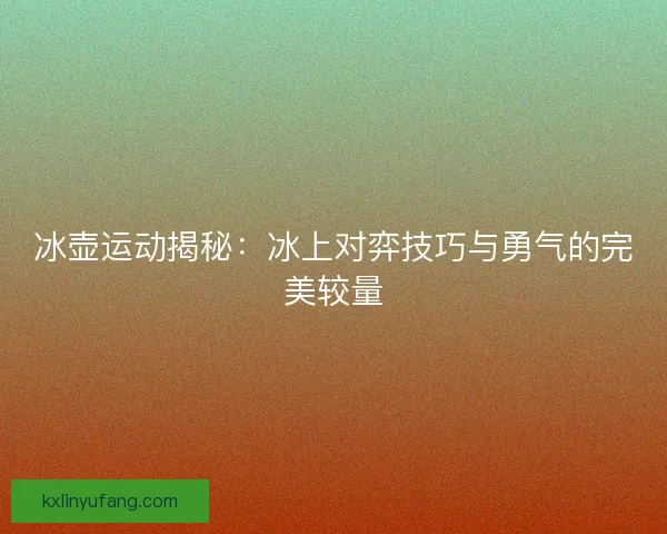 冰壶运动揭秘：冰上对弈技巧与勇气的完美较量