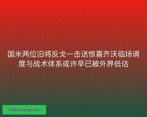 国米两位旧将反戈一击送惊喜齐沃临场调度与战术体系或许早已被外界低估