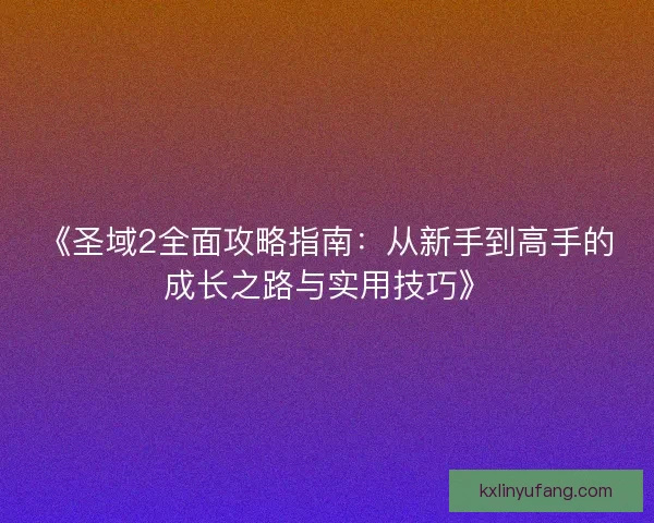 《圣域2全面攻略指南：从新手到高手的成长之路与实用技巧》